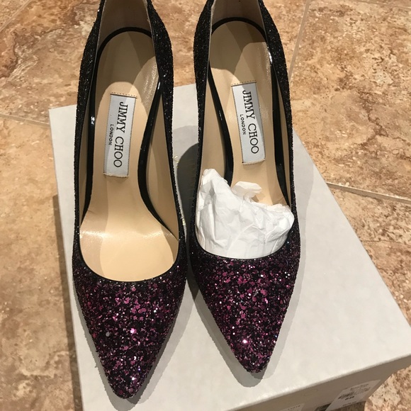HP❤️Jimmy choo Romy Glitter Pointed-Toe 100mm Pump - Picture 5 of 7